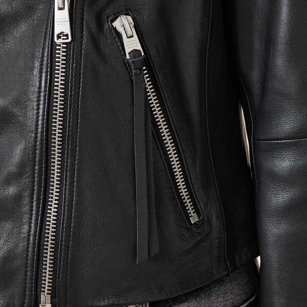 All Saints Dalby Leather Slim Fit Leather Biker Jacket - Picture 4 of 9